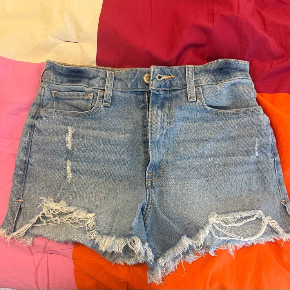 Hollister Light Blue Frayed Jean Shorts